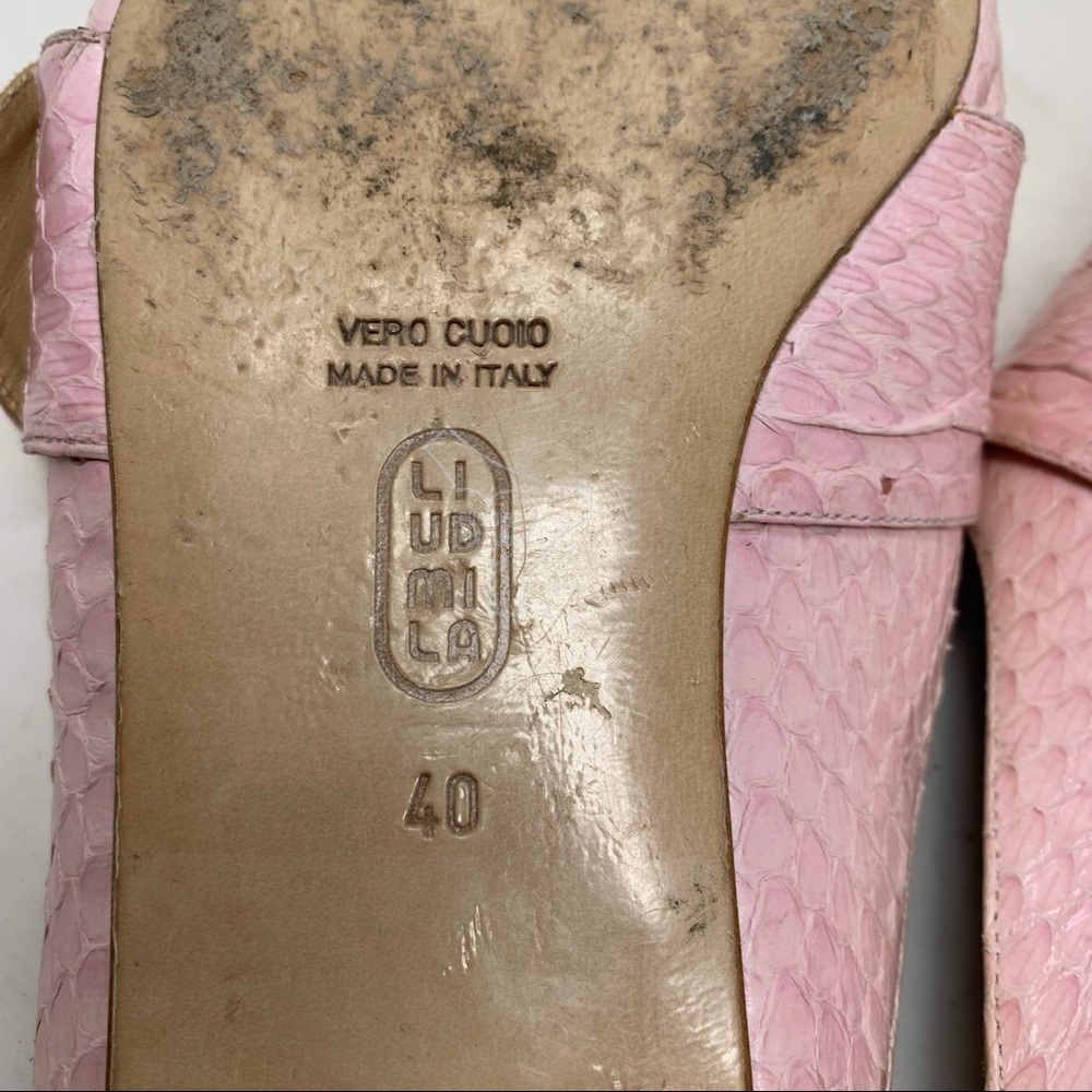 Liudmila python leather pink pointed toe mules loafers size 40 - Picture 5 of 10